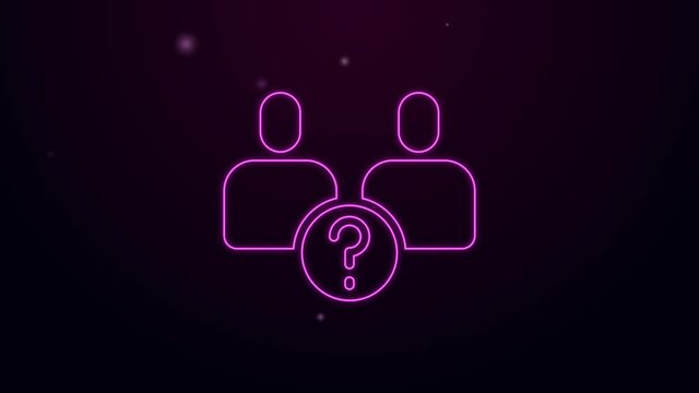 Glowing neon line Complicated relationship icon isolated on black background. Bad communication. Colleague complicated relationship. 4K Video motion graphic animation