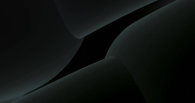 Dark geometric shapes with weaving abstract background. Geometric 3d render curves flowing into black frame. Futuristic black yin and yang mix. Liquid shape shifting material. Technological template