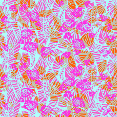 Fototapeta na wymiar Spring-summer collection vector seamless pattern. Vivid palette, lollypop colors. Fashion textile print.