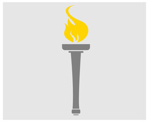 abstract torch sign flame Yellow vector design illustration with Gray Background