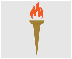 Brown torch Flaming on Gray Background illustration abstract design
