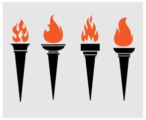 torch Black Collection icons flame vector illustration abstract design with Background Gray