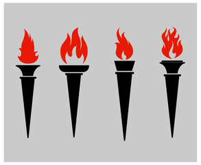 abstract torch Collection Black design icons illustration with Gray Background
