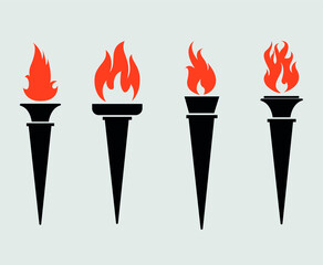 abstract torch Collection Black design icons illustration with Gray Background