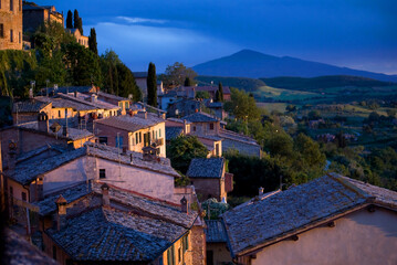 View from the city wall Montepulciano at sunset