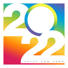 A vector illustration of Happy New Year 2022 in a colorful isolated white background