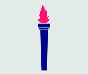 abstract torch Blue design icon illustration with Gray Background

