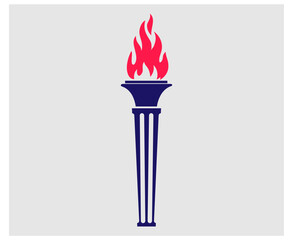 design torch symbol flame Red abstract illustration vector on Background Gray
