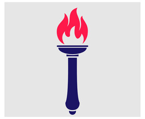 fire torch Blue illustration flame Red abstract design with Background Gray
