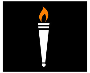 torch White logo illustration abstract vector design with Black Background
