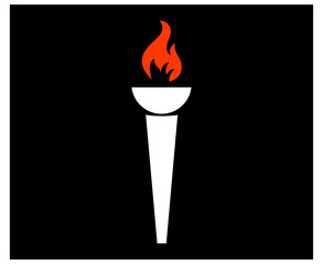 White torch fire design flame abstract illustration vector on Black Background 

