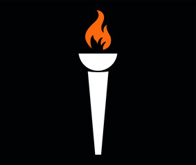 White torch fire design flame abstract illustration vector on Black Background 
