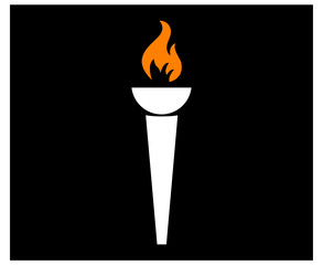 White torch fire design flame abstract illustration vector on Black Background 
