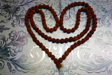 Rudraksha necklace made of 108 beads from natural seeds