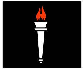 abstract torch White design icon illustration with Black Background
