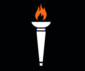 design torch symbol flame abstract illustration vector on Background Black
