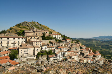 Fototapeta na wymiar Panoramic view of San Fele, a village in the mountains of the Basilicata region in Italy.