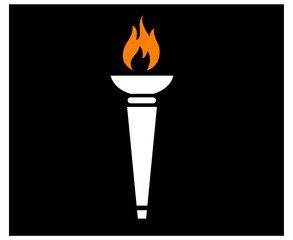 design torch symbol flame abstract illustration vector on Background Black

