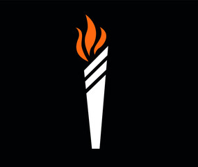 torch White sign abstract illustration design on Background Black
