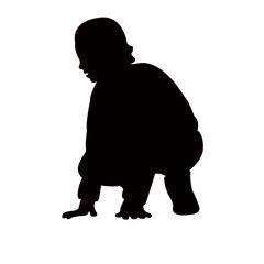 a child kneeling down, silhouette vector