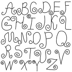 Hand drawn vector abc, font, alphabet