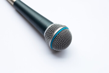 Microphone on a white background.