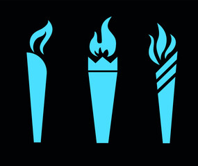 torch  Blue Collection icons flame vector illustration abstract design with Background Black