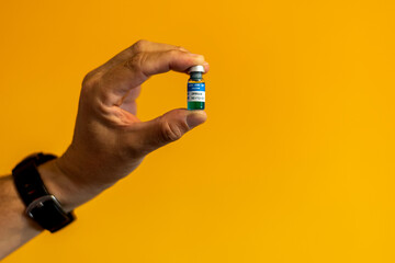 concept of the coronavirus vaccine packaged in its vial for use by inoculating the population