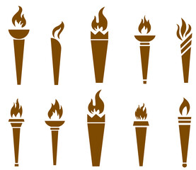 Flaming torch Brown Collection abstract on Background White illustration design