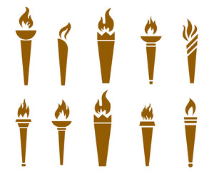Flaming torch Brown Collection abstract on Background White illustration design
