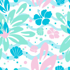 Captain’s Daughter | Coral and Teal Vector Repeat Pattern | Vibrant, luxurious, and confident nautical beach vibes.
