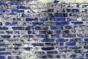Old dirty blue brick wall background