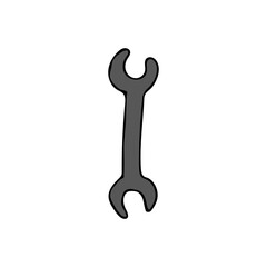Colorful wrench construction tool doodle icon. Colorful wrench icon. Doodle repair illustration in vector.