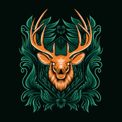 Deer illustration with ornament style