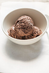 Chocolate ice cream in bowl 