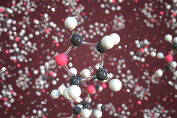Molecule of tetrahydrofuran, conceptual molecular model. Scientific 3d rendering