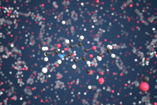 Phenacetin molecule made with balls, scientific molecular model. Chemical 3d rendering