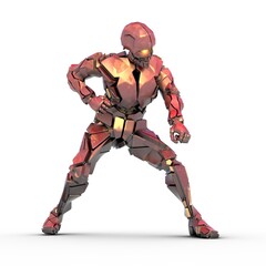Fototapeta na wymiar roter humanoider Roboter steht breitbeinig