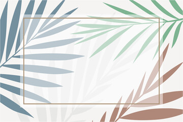 Rectangle frame on a metallic leaves background Vector