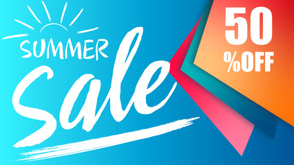 Summer sale vector illustration. Poster, shopping ads, marketing material
