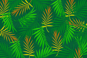 Naklejka na ściany i meble Tropical leaves palm background Vector