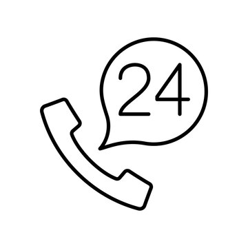 WebPhone simple line flat icon, telephone support symbol. Call us concept. Vector illustration