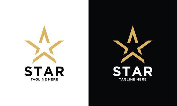 Luxury gold star logo designs template, elegant star logo designs Premium Vector