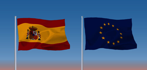 EUとスペインの旗