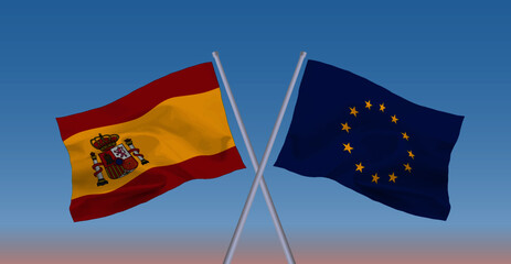 EUとスペインの旗