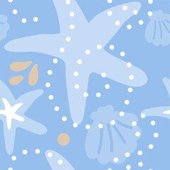 Ocean’s Crest | Baby Blue | Youthful, whimsical and charming ocean vector repeat pattern collection | Adorable, storybook ocean creatures bring greetings to you from their bubbly home under the waves.