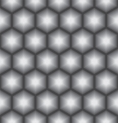 Seamless pattern of gray hexagons on dark gray background