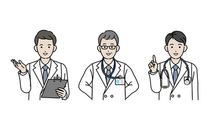 医者 科学者 研究員 白衣を着た男性 ポーズバリエーションセット イラスト素材 Apothecary Poster Apotheca Senryu