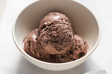 Chocolate ice cream in bowl 