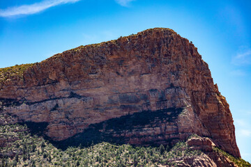 Giant red rock formation in the high desert of Sedona Arizona on a spring day